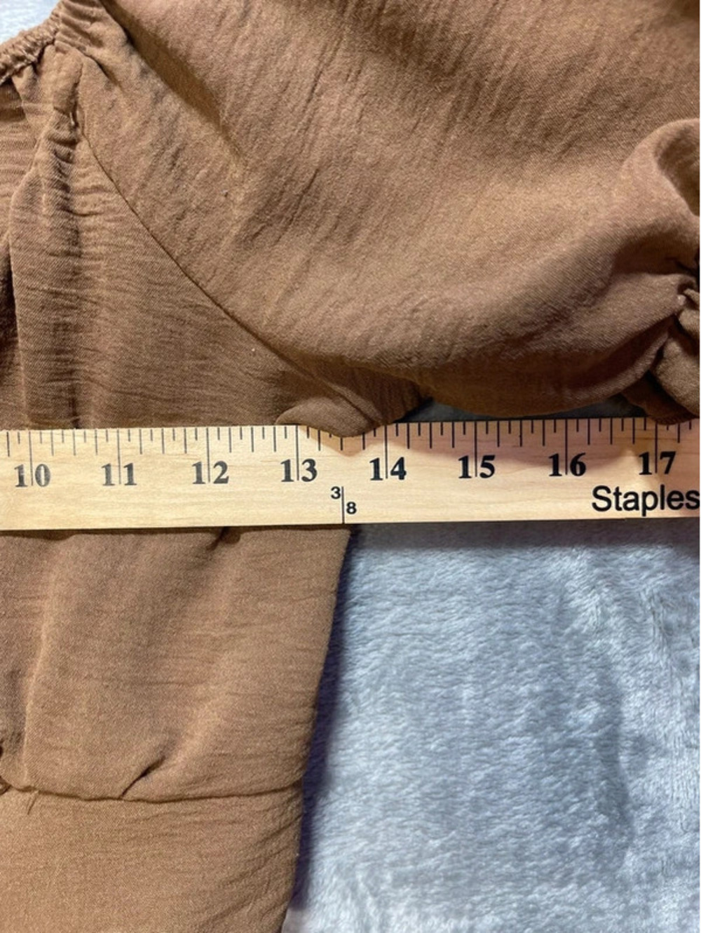 Altar'd State Womens Crop Top Brown Puff Sleeve Back Tie Small - Picture 8 of 10